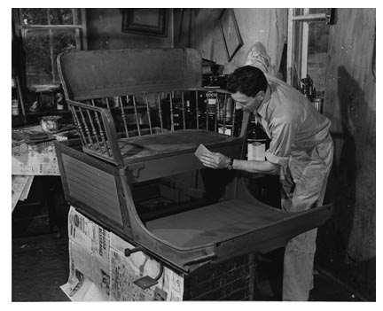 Richard French working on Bob Lyon's Locomobile-Early 1950s